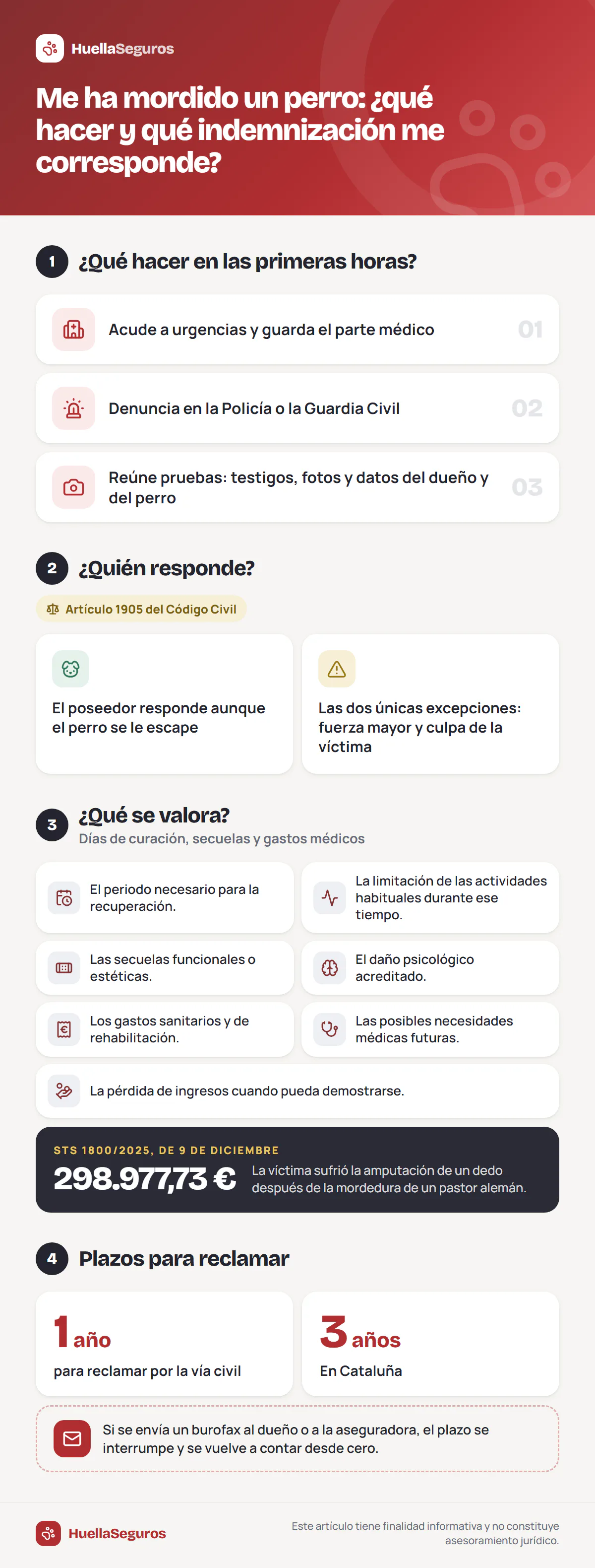 Infografía. Me ha mordido un perro: ¿qué hacer y qué indemnización me corresponde?